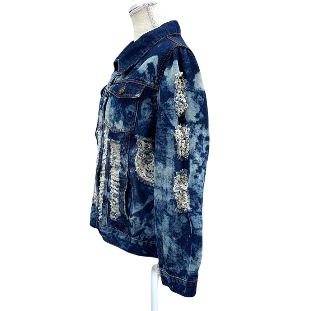 DAZL Women’s Plus Size Tie Dye Distressed Jean Jacket Size 2X - Picture 4 of 11